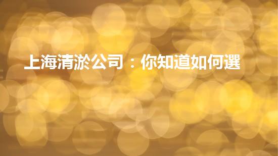 上海清淤公司：你知道如何選擇最佳合作伙伴嗎？
